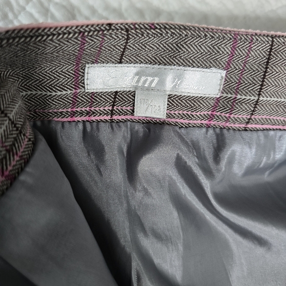 Etam Pink And Grey A-Line Plaid Lace Trim Pleated Knee Length Skirt - Picture 5 of 11